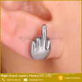 16G Punk Stainless Steel Middle Finger Earring Stud Fake Plugs